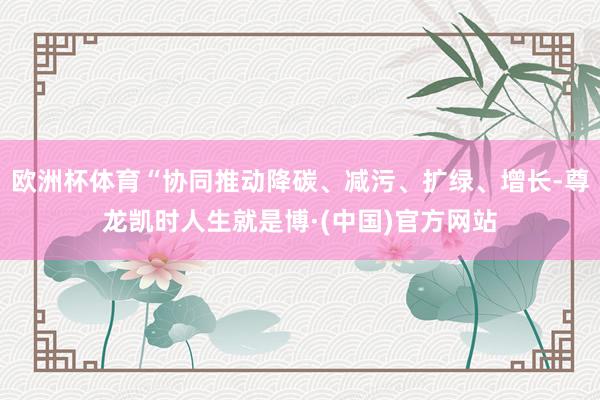 欧洲杯体育“协同推动降碳、减污、扩绿、增长-尊龙凯时人生就是博·(中国)官方网站