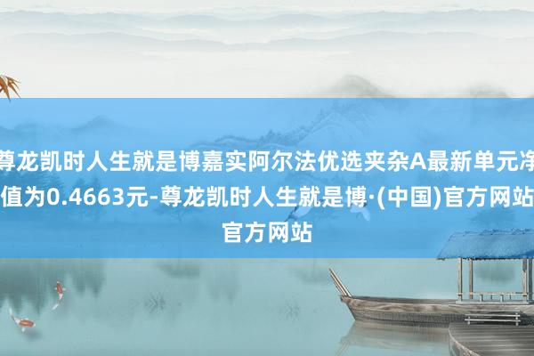 尊龙凯时人生就是博嘉实阿尔法优选夹杂A最新单元净值为0.4663元-尊龙凯时人生就是博·(中国)官方网站