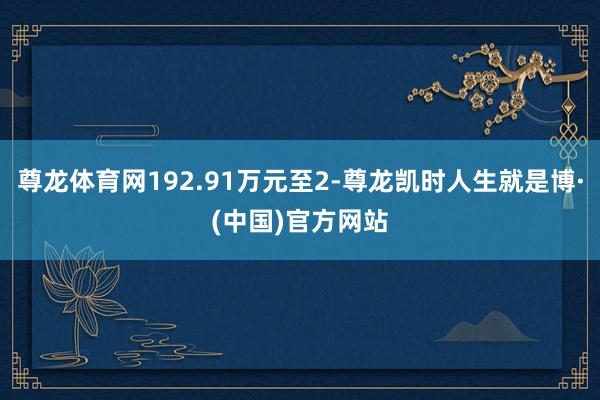 尊龙体育网192.91万元至2-尊龙凯时人生就是博·(中国)官方网站