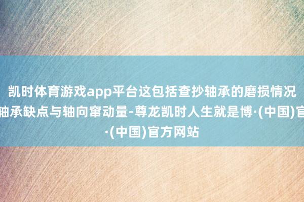 凯时体育游戏app平台这包括查抄轴承的磨损情况、查抄轴承缺点与轴向窜动量-尊龙凯时人生就是博·(中国)官方网站