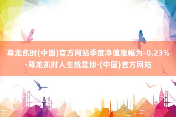 尊龙凯时(中国)官方网站季度净值涨幅为-0.23%-尊龙凯时人生就是博·(中国)官方网站