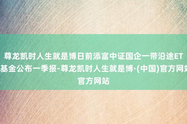 尊龙凯时人生就是博日前添富中证国企一带沿途ETF基金公布一季报-尊龙凯时人生就是博·(中国)官方网站